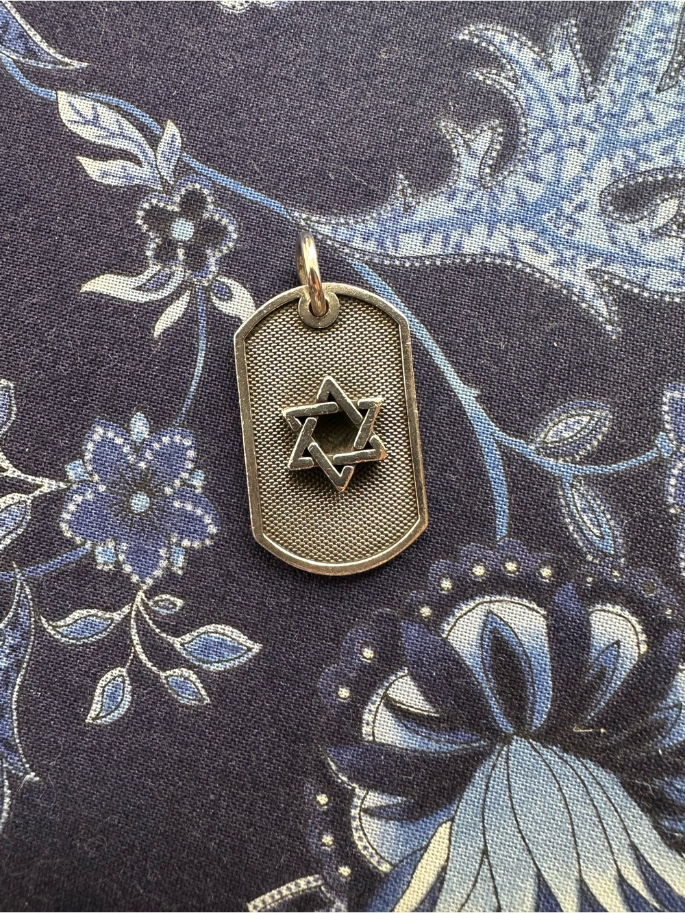 Y2K Sterling Silver Star of David Dog Tag Pendant